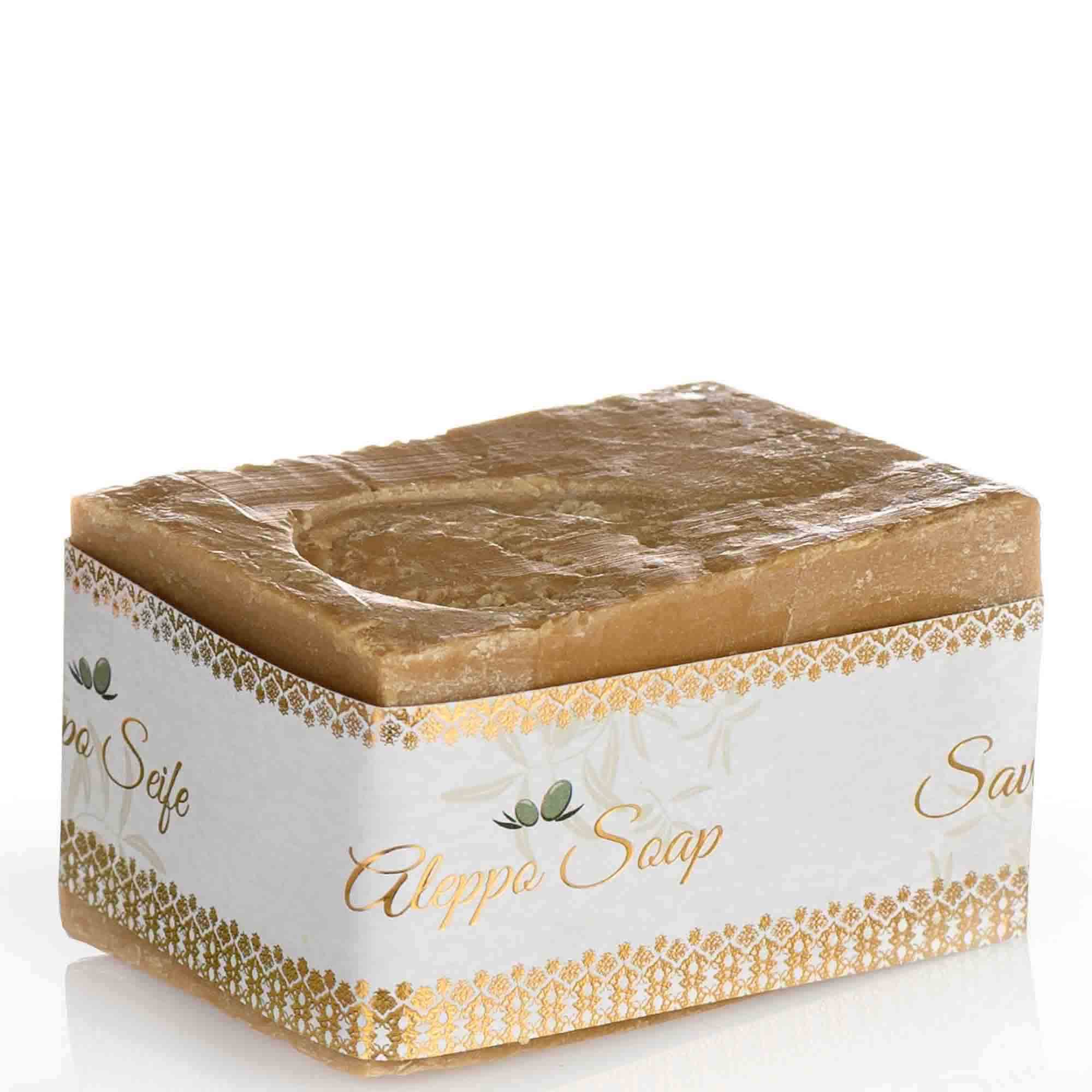 Geschenkset Syrische Aleppo + Travertin Seifenschale