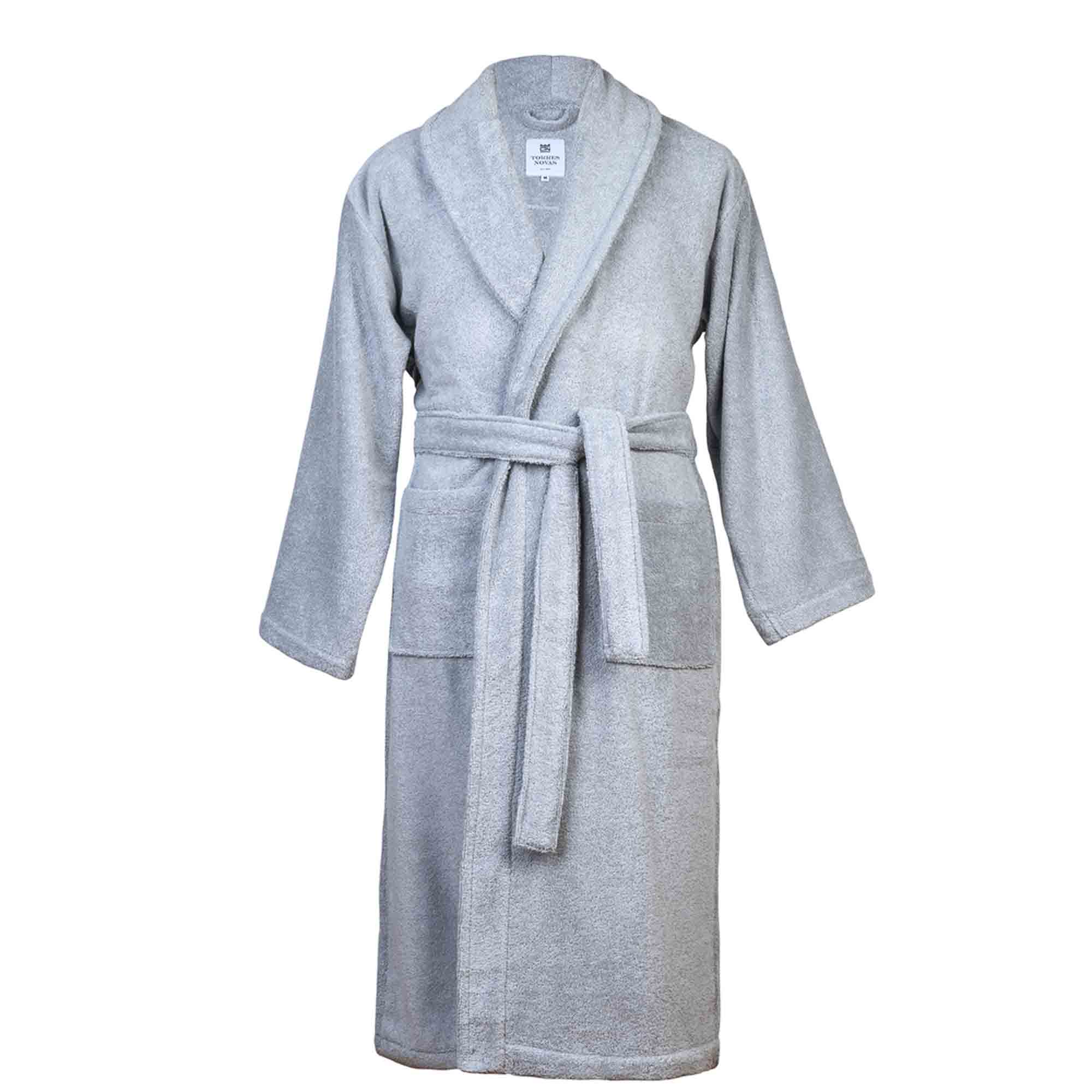 Bademantel Frottee hellgrau, L