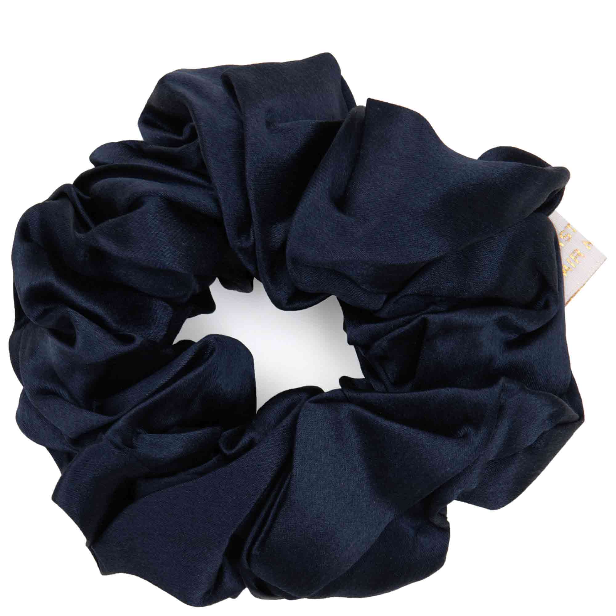 PURE  SILK SCRUNCHIE navy