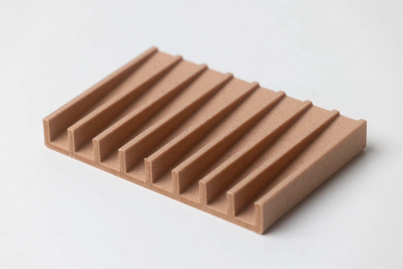 Seifenschale Recyclingholz "Line", terrakotta