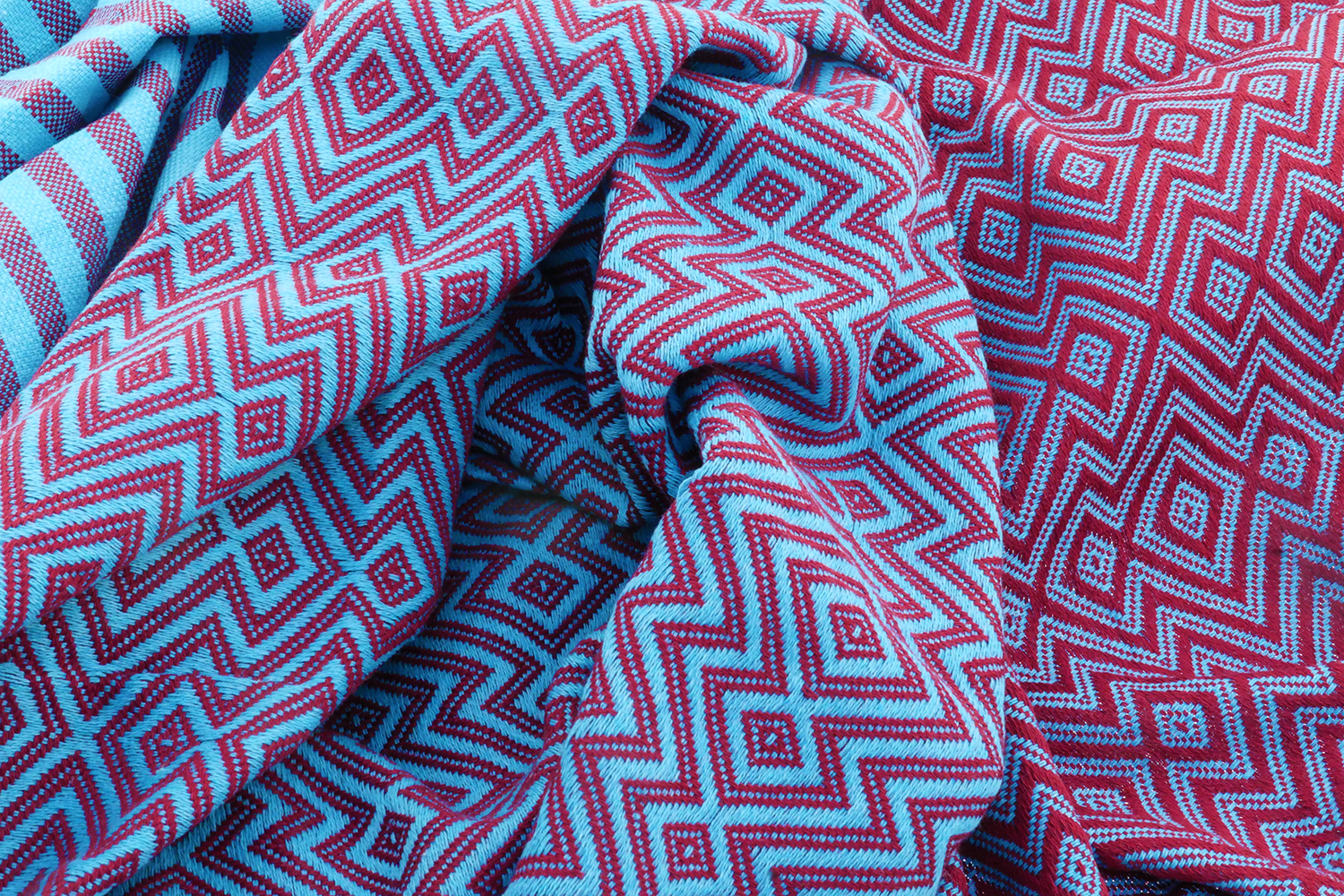 Hamam Badetuch Kelim Lux Summer türkis-bordeaux