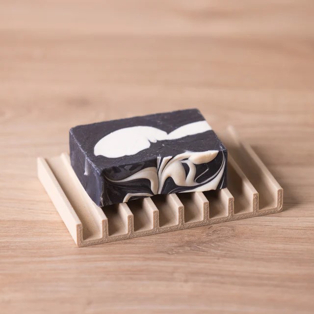 Seifenschale  Recyclingholz "Line", naturweiß