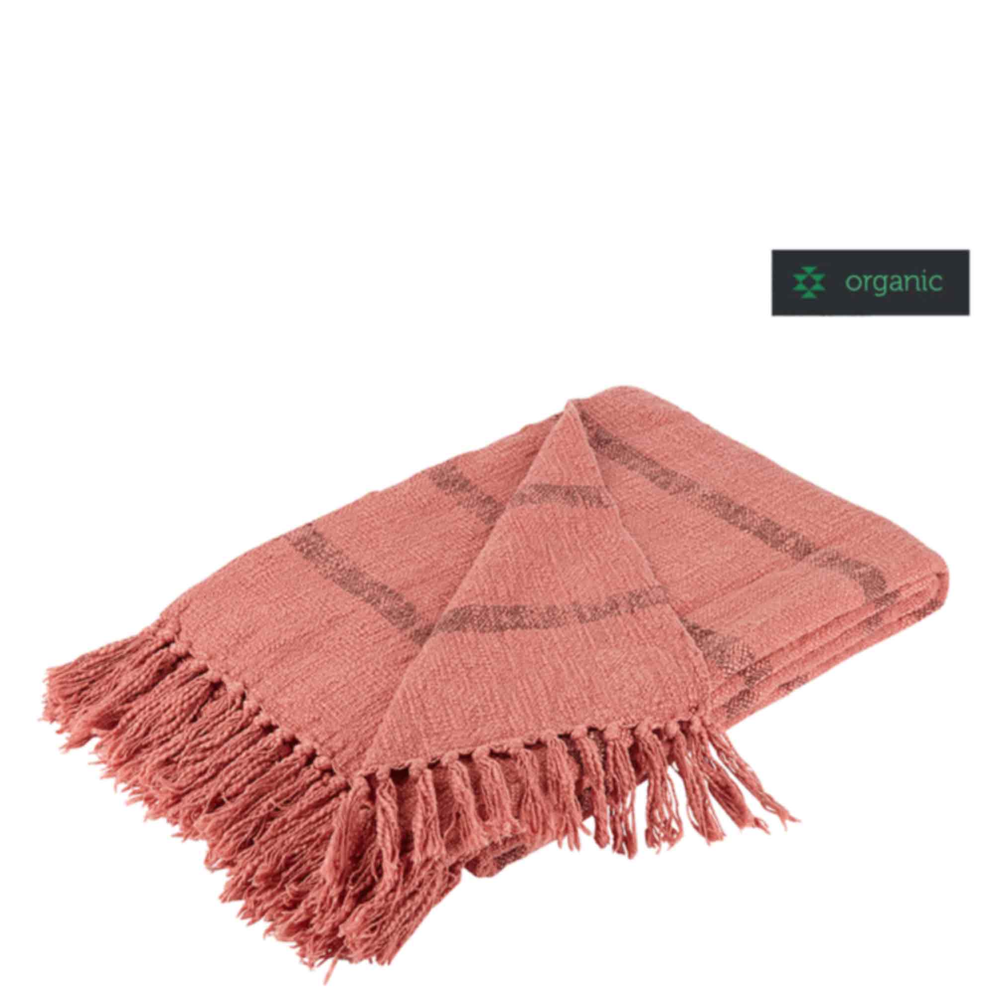 Baumwolldecke STRIPE rose/henna