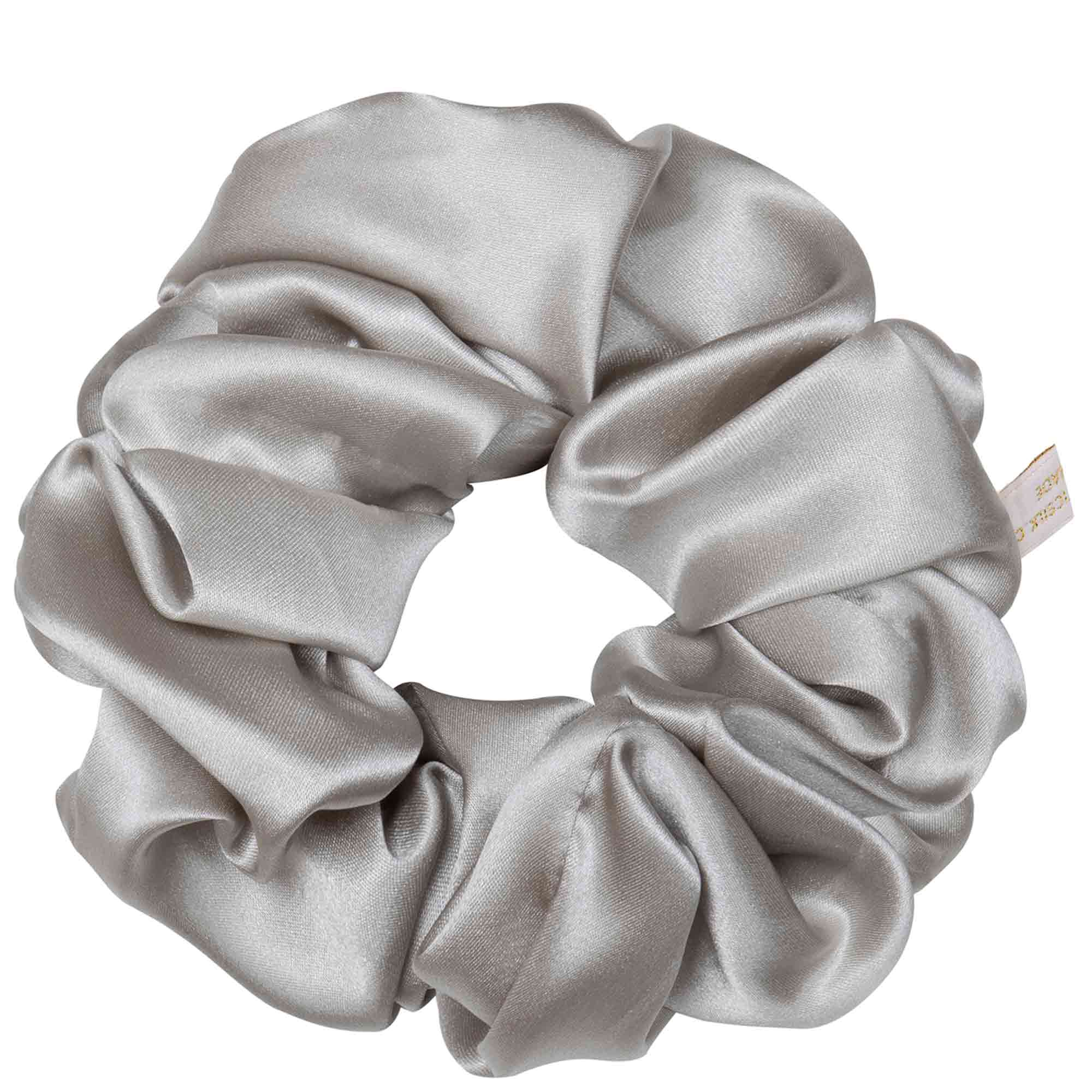 PURE  SILK SCRUNCHIE silver